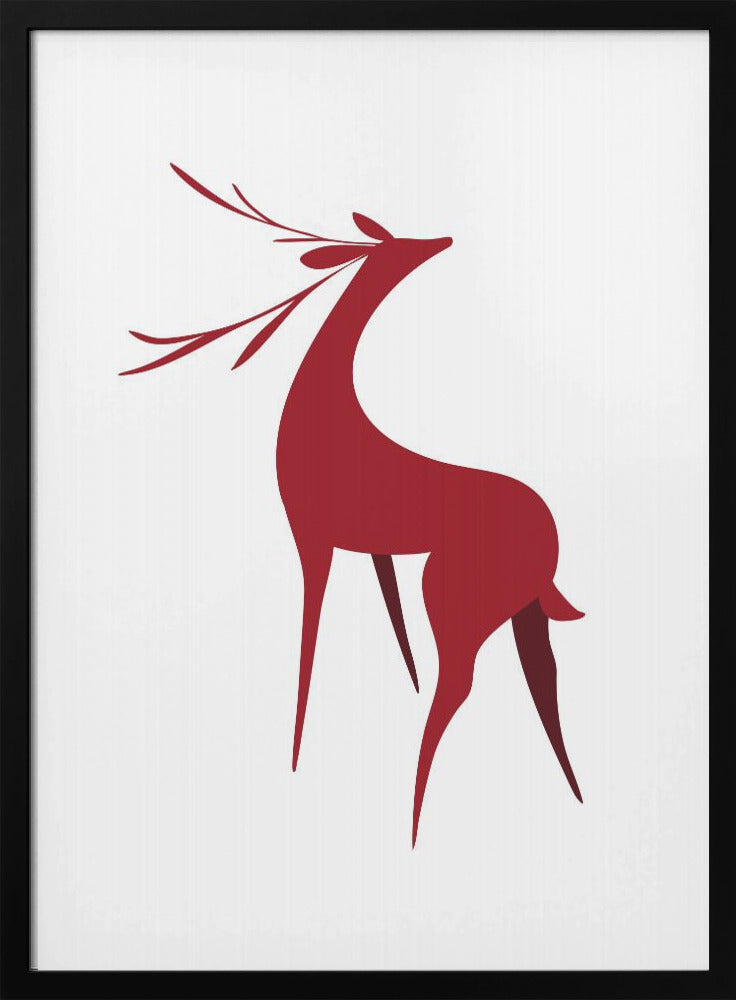 Art mural : Cerf stylisé rétro (rouge)