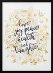 Wall art Holiday wishes with gold flowers Canvas Print