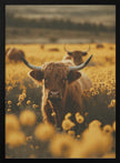 Décoration murale : Vaches des Highlands dans un champ de fleurs