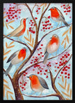 Peintures sur toile d'oiseaux d'hiver, rouges-gorge, Noël, neige