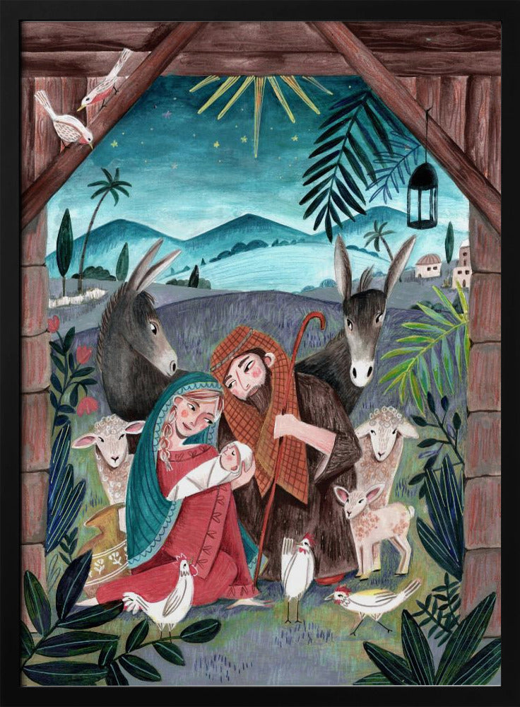 Impression sur toile d'art mural : Noël avec Marie et l'enfant Jésus