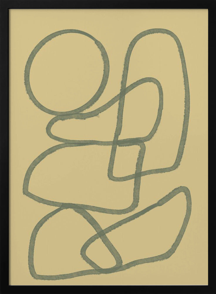 Dessin mural abstrait au trait.