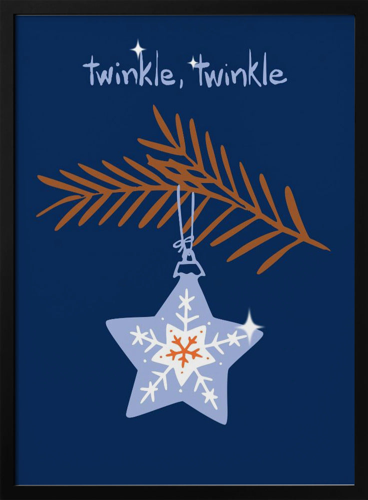 Impression sur toile : Étoile de Noël bleue scintillante et joyeuse
