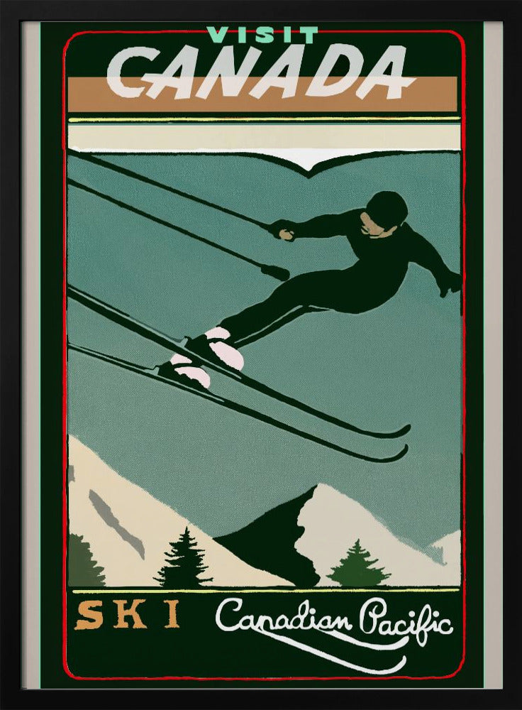 Illustration murale Tourisme d'hiver : Affiche vintage du Canada consacrée au ski