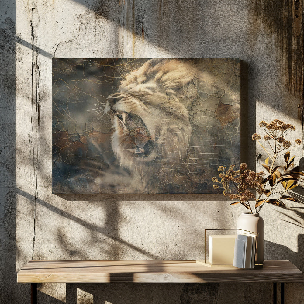 Illustration murale Lion Animal Art Vintage Wallart 09