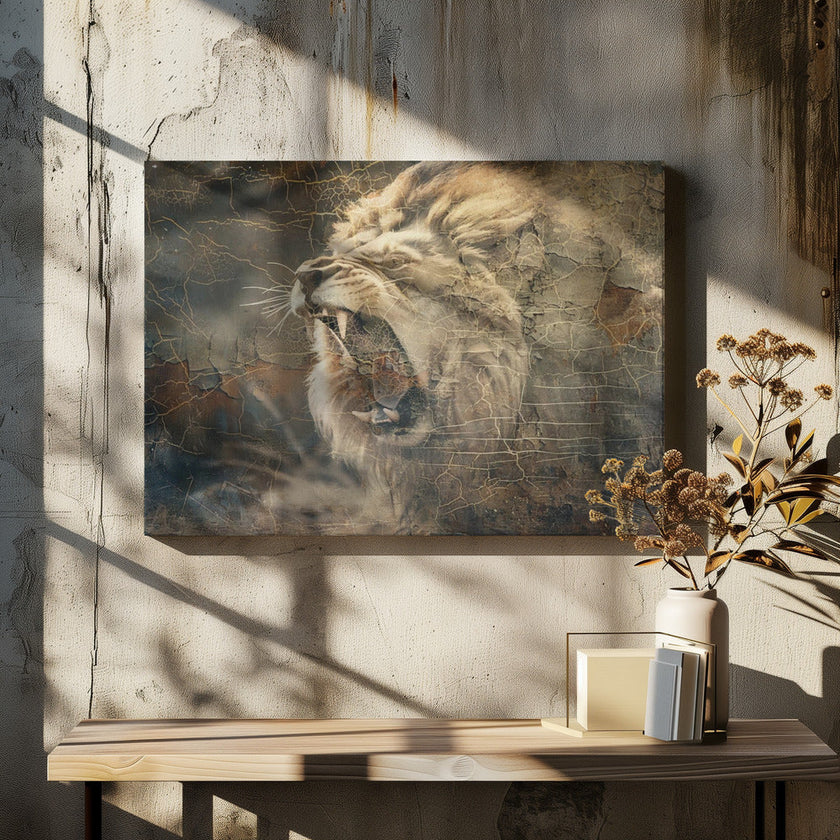 Illustration murale Lion Animal Art Vintage Wallart 09