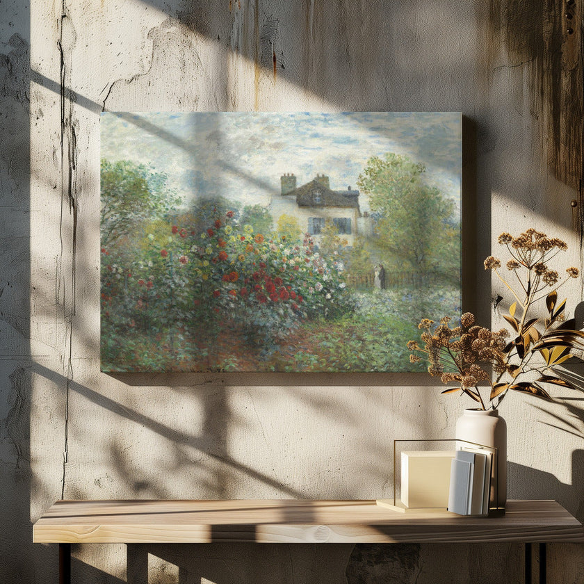 Le jardin de l'artiste à Argenteuil, un coin de jardin avec des dahlias (1873)