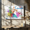 Carte illustrée du Canada avec des animaux, par Carla Daly, pour décoration murale.