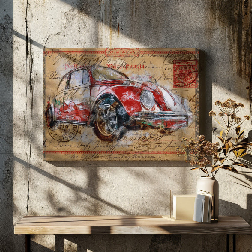 Wall art Volkswagen rouge