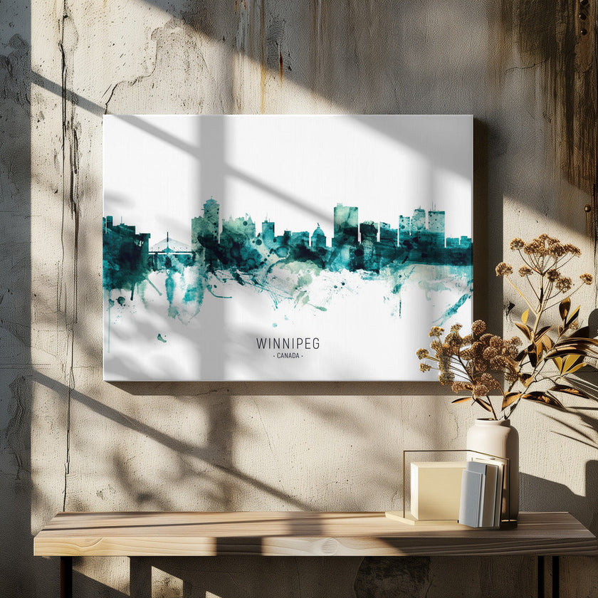 Wall art, ligne d'horizon de Winnipeg, Canada.