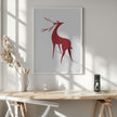 Art mural : Cerf stylisé rétro (rouge)