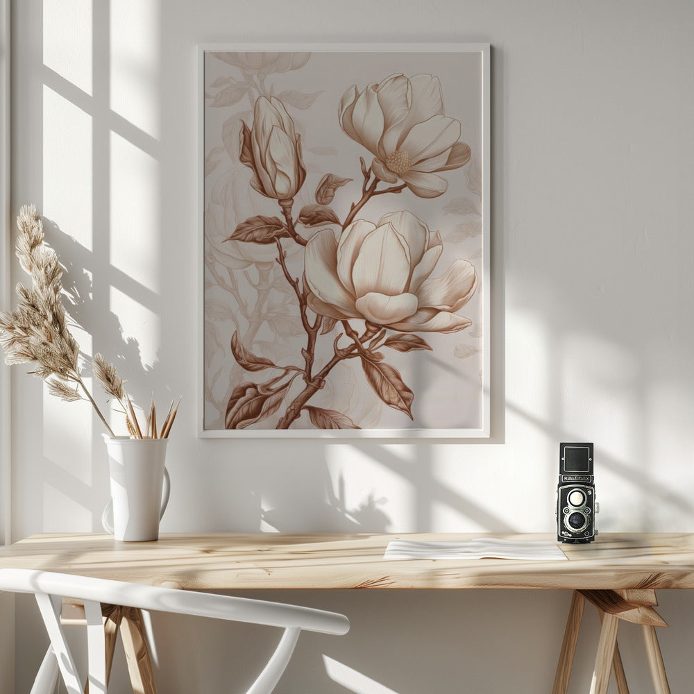 Décoration murale Fleurs Beige 1