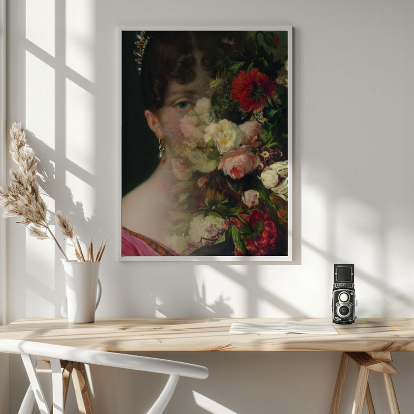 Portrait of Hortense de Beauharnais, queen of Holland with flower still life
