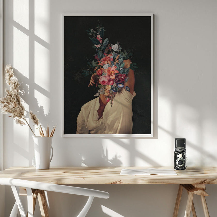 Art mural : Des roses éclosent chaque fois que je pense à toi.