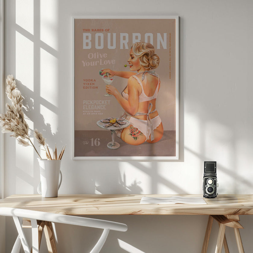Wall art Babes of Bourbon Vol 16 Vintage Vodka Martini Pin Up Girl