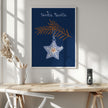 Impression sur toile : Étoile de Noël bleue scintillante et joyeuse