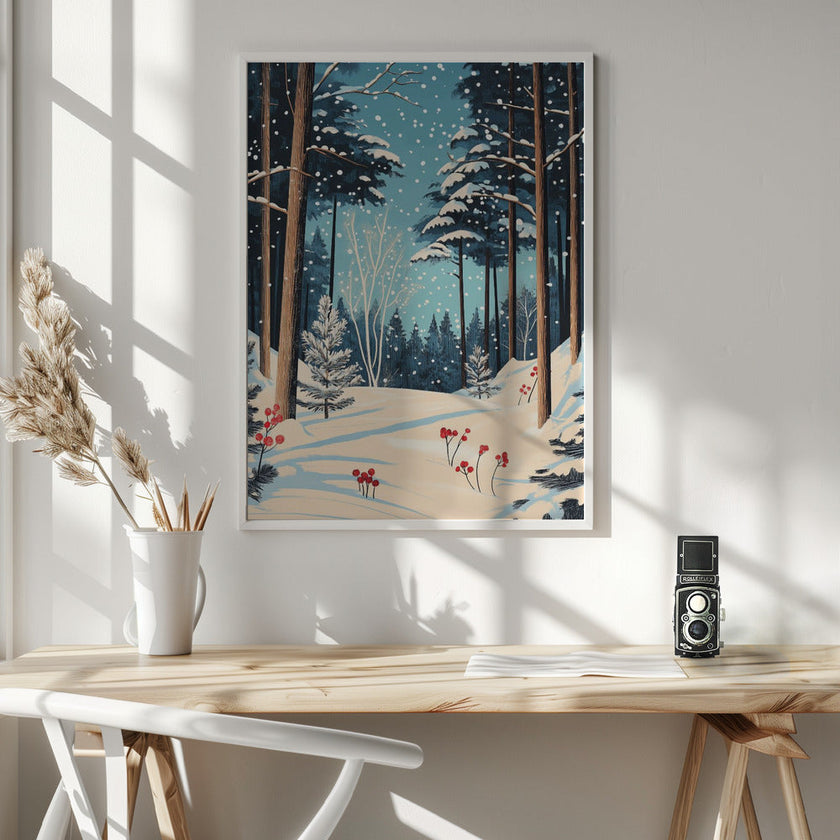 Wall art Christmas Snowy forest Canvas Print