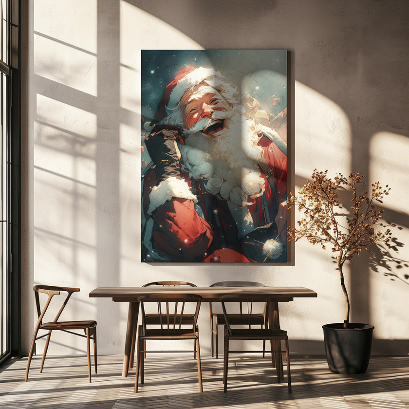 Décoration murale Père Noël rieur - Décoration de Noël