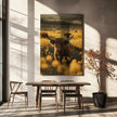 Décoration murale : Vaches des Highlands dans un champ de fleurs
