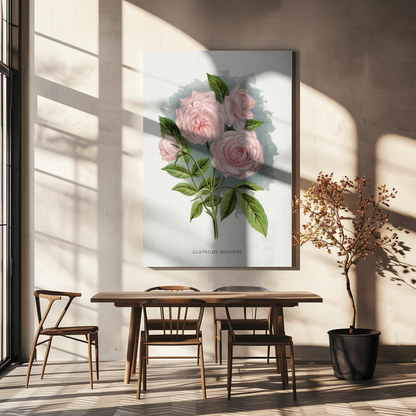 Wall Art Pink Rose, Clothilde Soupert Lithograph