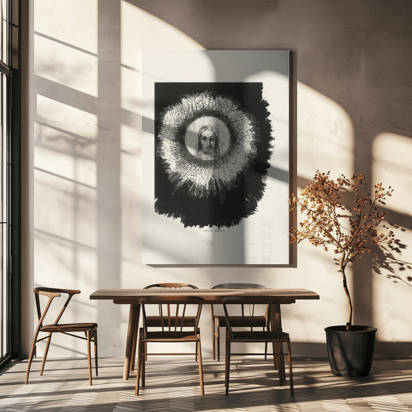 Art mural et le visage du Christ brillait dans le disque solaire.