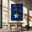 Impression sur toile : Étoile de Noël bleue scintillante et joyeuse