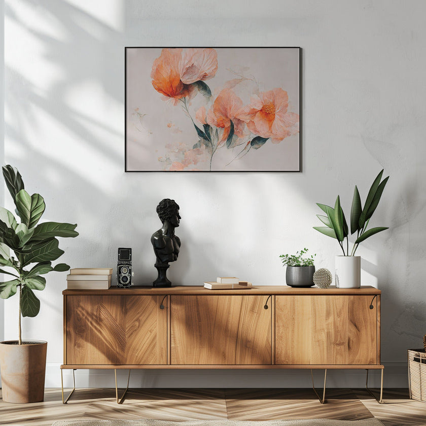 Wall art Filigree Coral Flowers