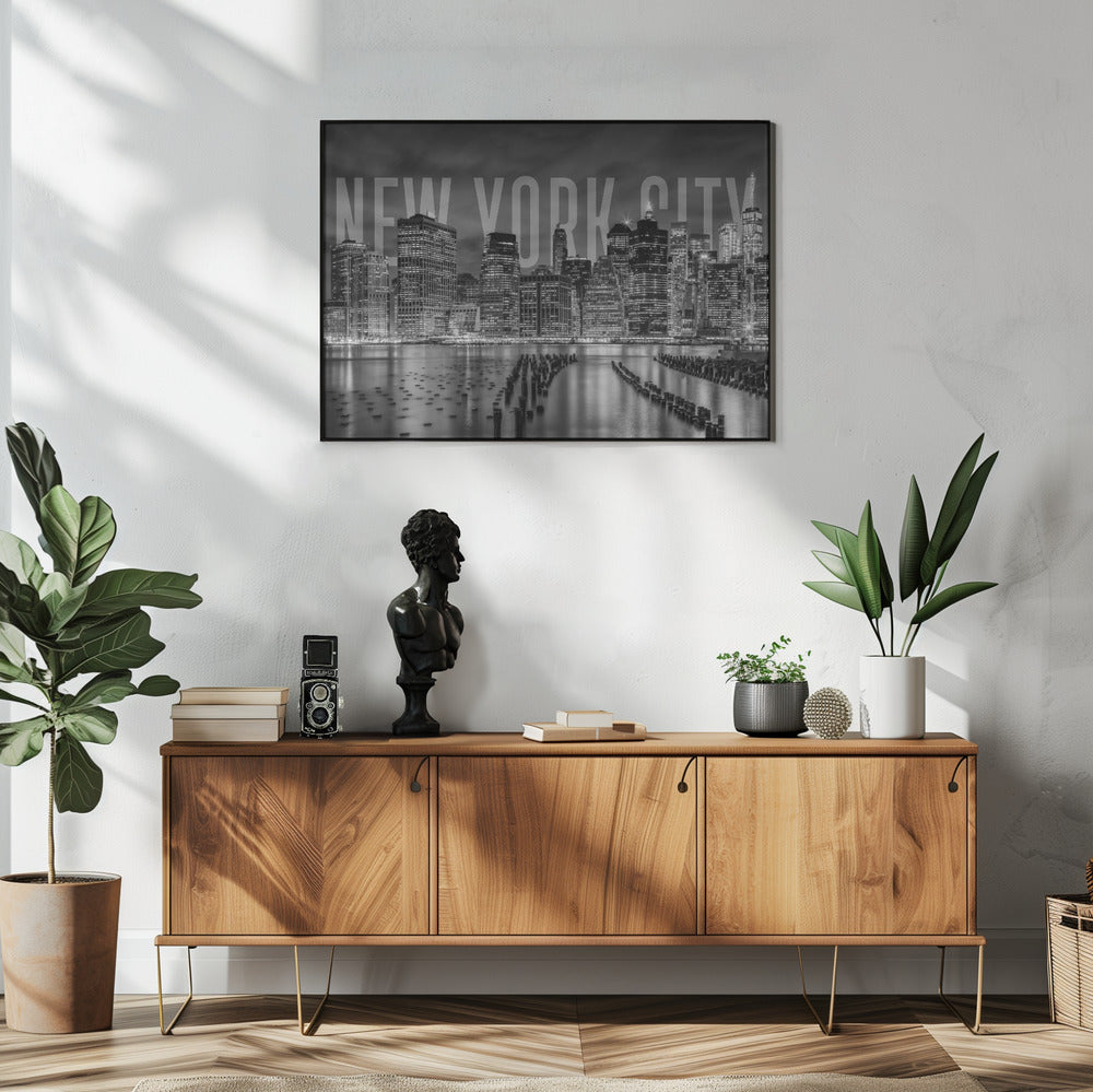 Art mural NEW YORK CITY Skyline Monochrome