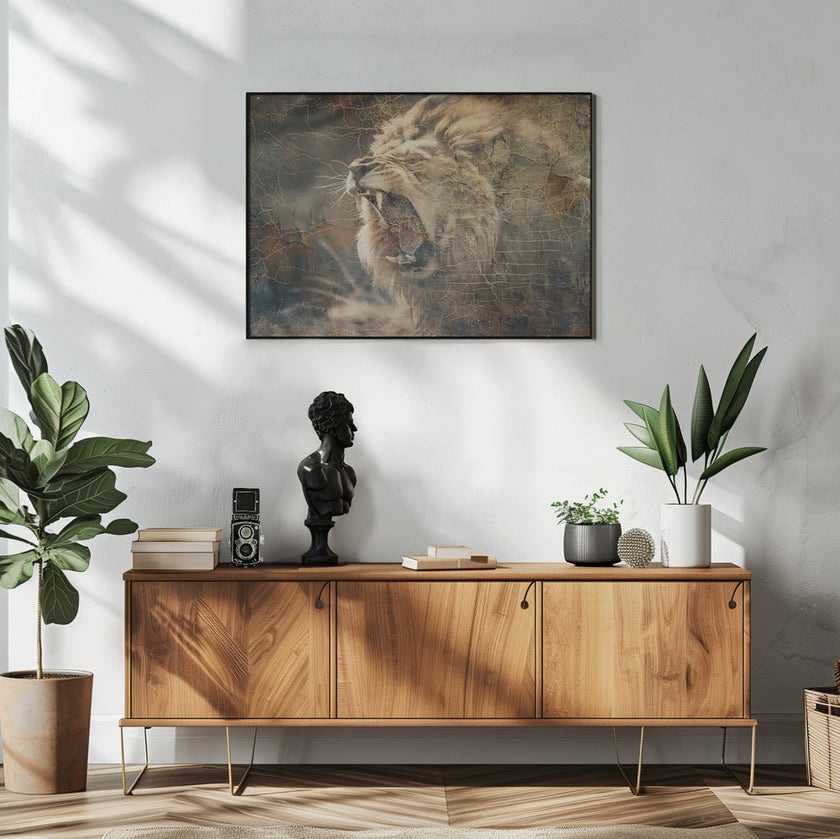 Illustration murale Lion Animal Art Vintage Wallart 09