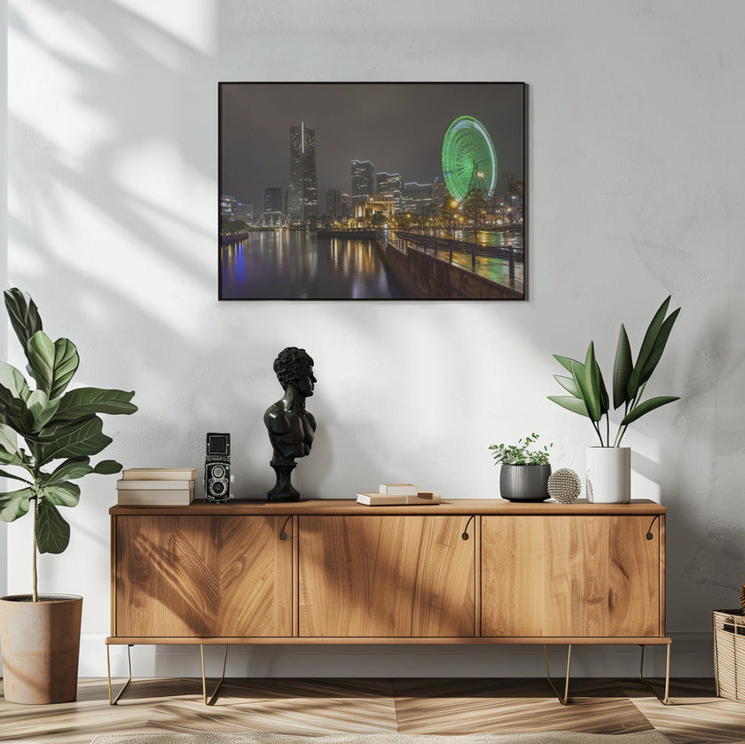 Wall art Dazzling Yokohama skyline at night