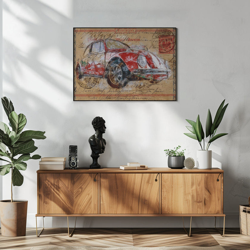 Wall art Volkswagen rouge