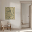 Dessin mural abstrait au trait.
