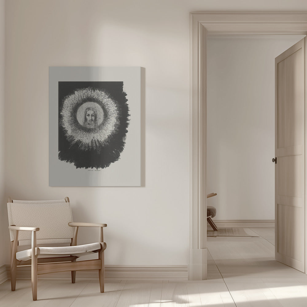 Art mural et le visage du Christ brillait dans le disque solaire.
