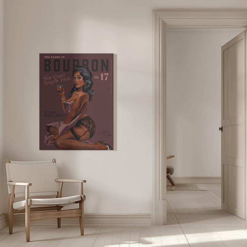 Wall art Babes of Bourbon Cant Touch This. Sexy Retro Pin Up Girl Whiskey Art