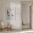 Wall art Cheers wine illustration & text (black & white)