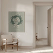 Impression sur toile : décoration murale, jouet en forme de cheval sur une couronne de Noël avec nœud.