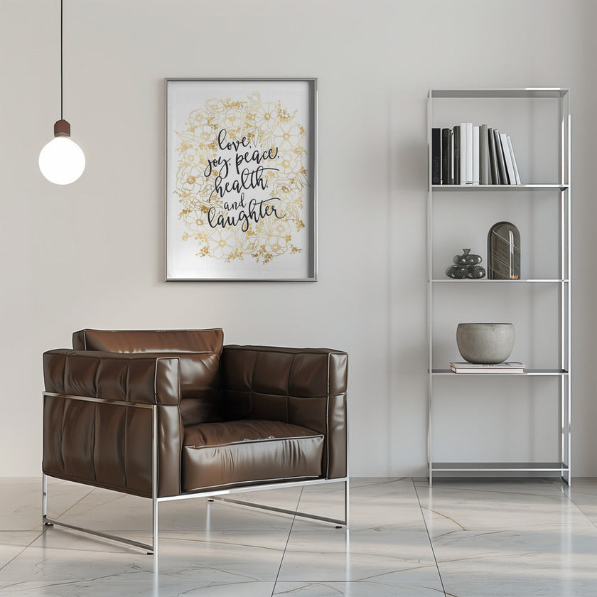 Wall art Holiday wishes with gold flowers Canvas Print