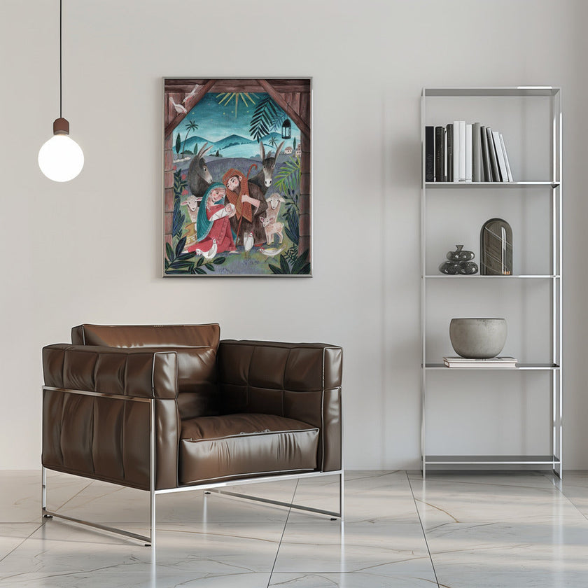 Impression sur toile d'art mural : Noël avec Marie et l'enfant Jésus