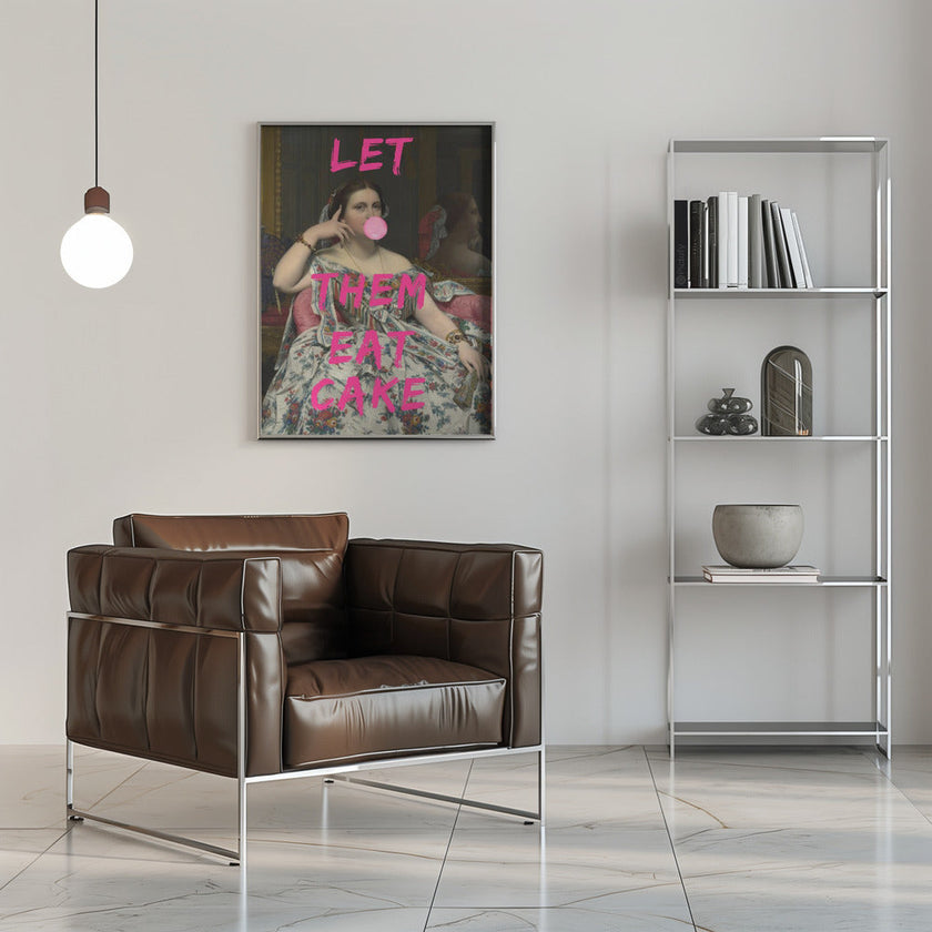 Wall art Let Them Eat Cake, Bubble Gum Vintage Portrait