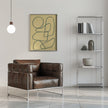 Dessin mural abstrait au trait.