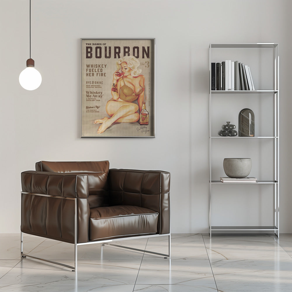 Wall art Babes of Bourbon Vol 3 Sexy Vintage Pin Up Girl Drinking Whiskey