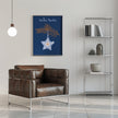 Impression sur toile : Étoile de Noël bleue scintillante et joyeuse