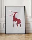 Art mural : Cerf stylisé rétro (rouge)