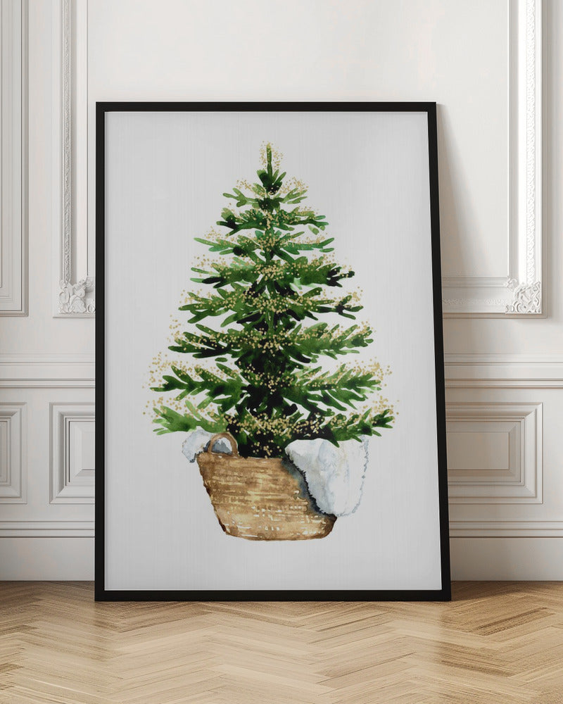 Impression sur toile : Arbre de Noël aquarelle confortable (2)