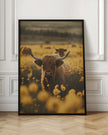 Décoration murale : Vaches des Highlands dans un champ de fleurs