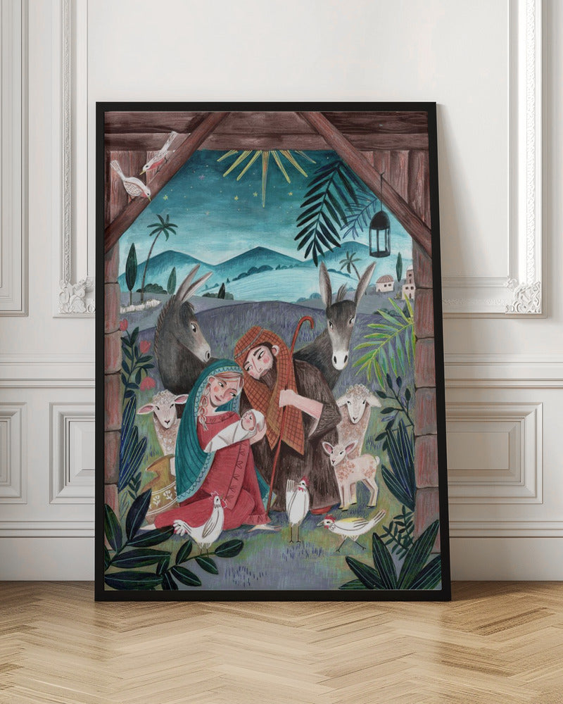 Impression sur toile d'art mural : Noël avec Marie et l'enfant Jésus