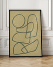 Dessin mural abstrait au trait.