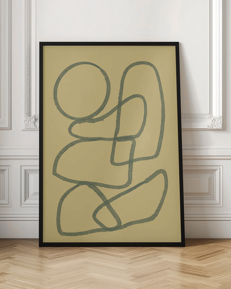 Dessin mural abstrait au trait.