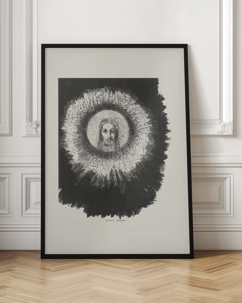 Art mural et le visage du Christ brillait dans le disque solaire.