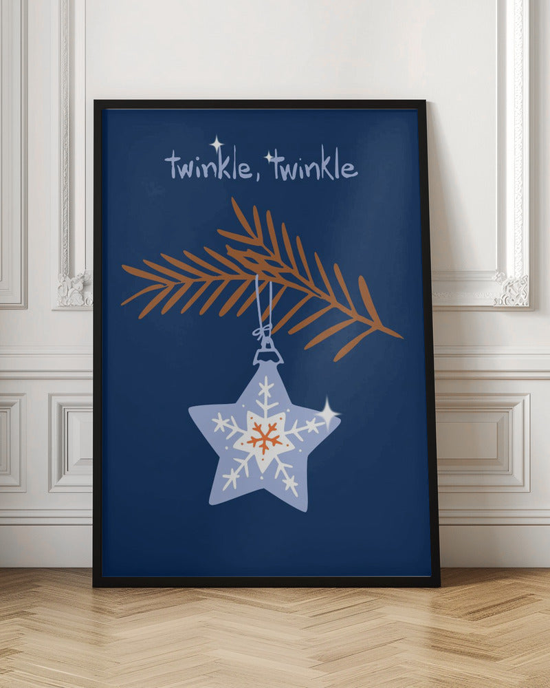 Impression sur toile : Étoile de Noël bleue scintillante et joyeuse